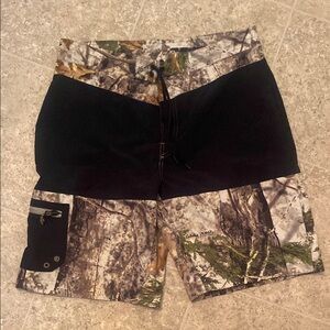 Cabela's Woodland Camouflage Shorts with Black Accents